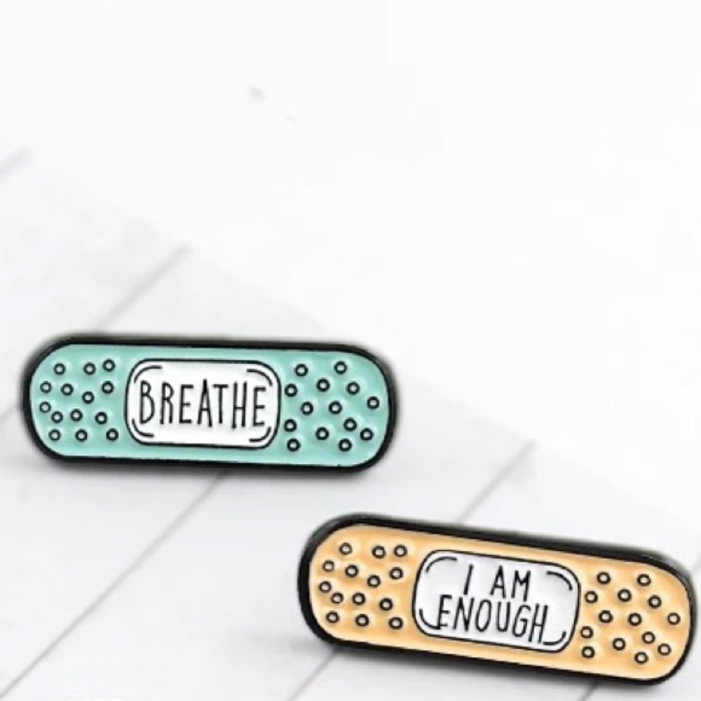 2pcs Mental Health Self-Care Bandaid Enamel Pins - Picture 4 of 10